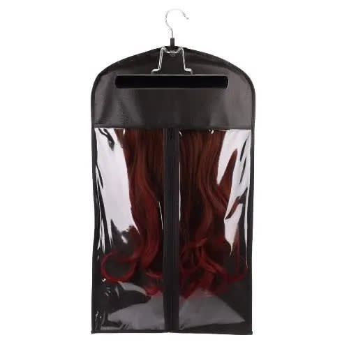 Wig Storage Bag With Zipper And Hanger - Black