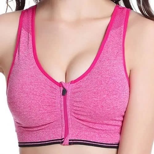 Zip Front Underwear Brassiere Vest - Pink