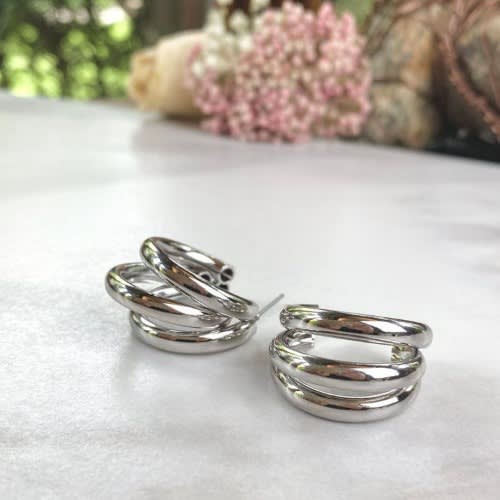Ladies Stainless Hoop Earring - Silver