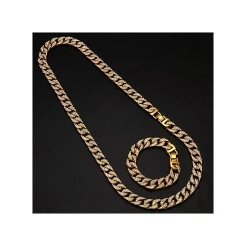 Fashion Front Hip Hop Men's Cuban Necklace Set