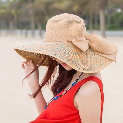 Ladies' Wide Brim Hat Floppy Straw Hat For Church Or Beach