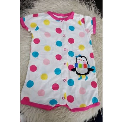 Penguin Polka Dot Snap-up Girl Romper