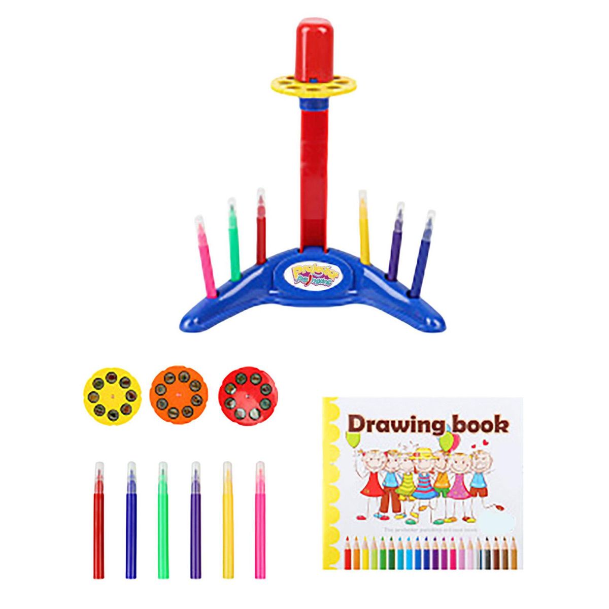 Kids Smart Projector Desk with Light Brush Learning Painting Machine Kids Early Learning Educational Toy Drawing(B)