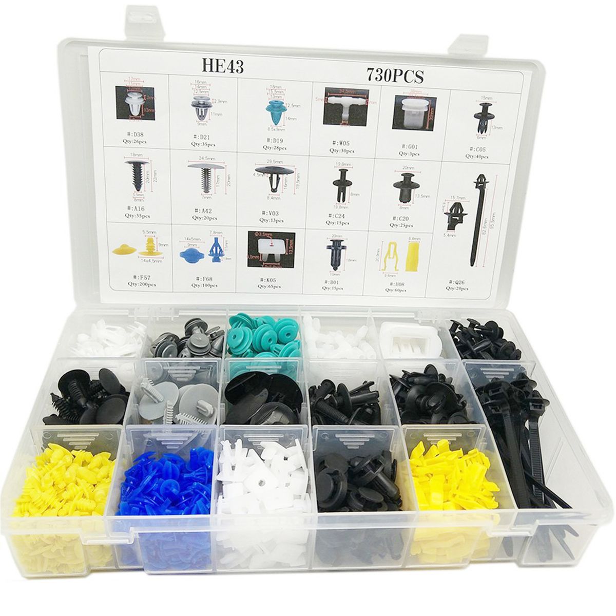 730Pcs Bumper Retainer Clips Kit Car Fastener Rivet