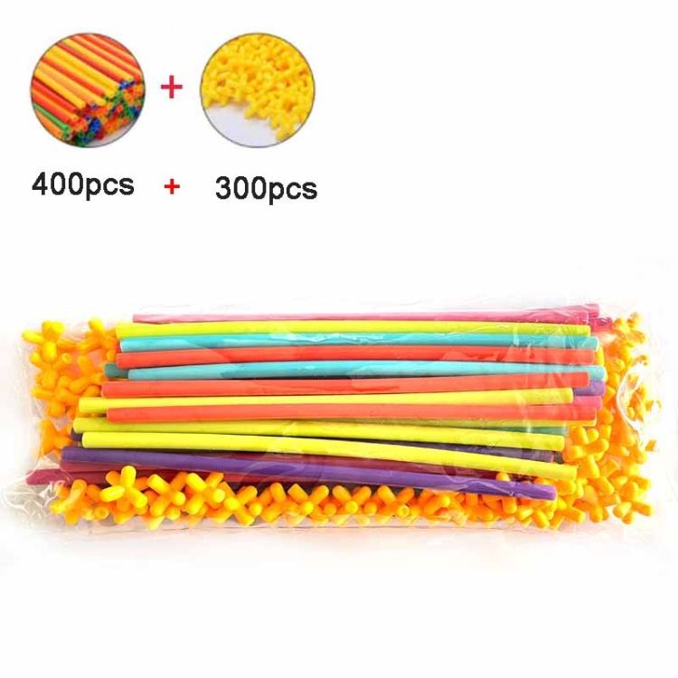 Straw Building Blocks 400pcs Pipe+300 Connectors
