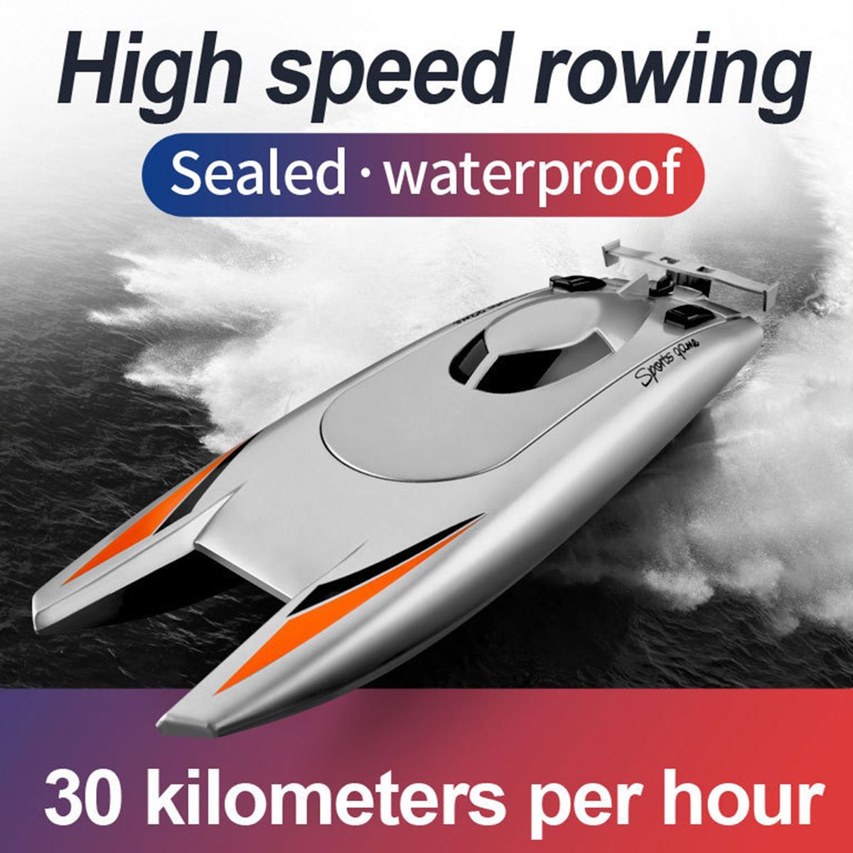 1 Set Remote Control Boat Remote Control Toy Boat Water Toy Silver Gray