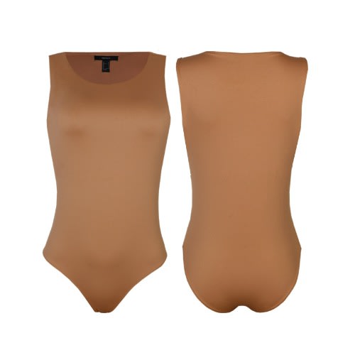 Sleeveless Roundneck Bodysuit - Brown