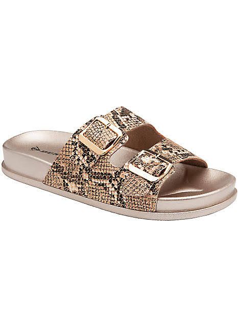 Ladies Leopard Print Buckle Slipper