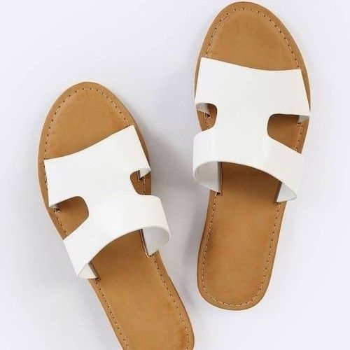 Ladies Palm Slippers- Brown & White