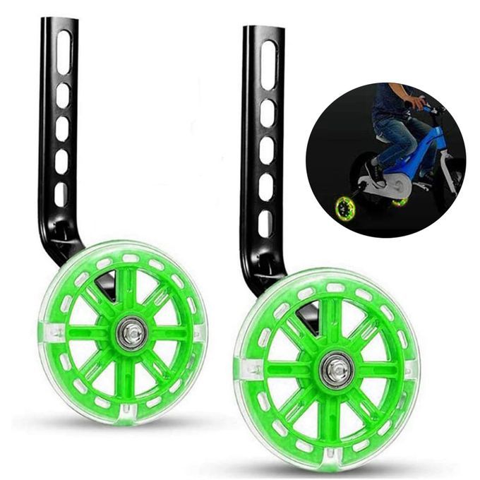 Mute Flashing 12-20 Inches Kids Bicycle Balance Training Side Green