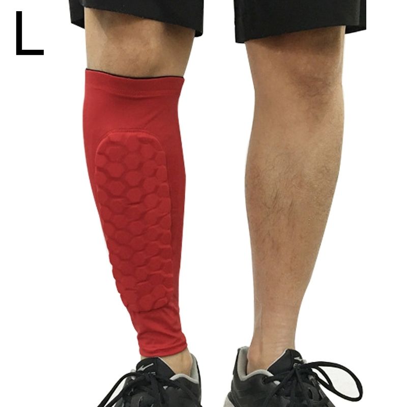 Football Anti-collision Leggings Outdoor Basketball Riding Mountaineering Ankle Protect Calf Socks Gear Protecter(Red Size: L)