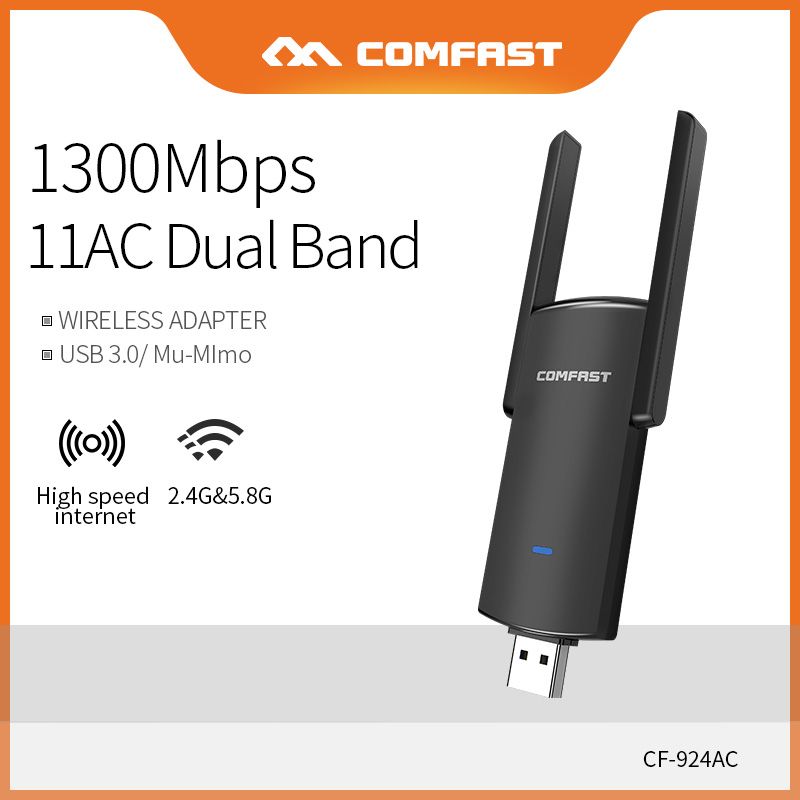 1300Mbps Dual Band 5G USB Wifi Adapter Support Mu-mimo