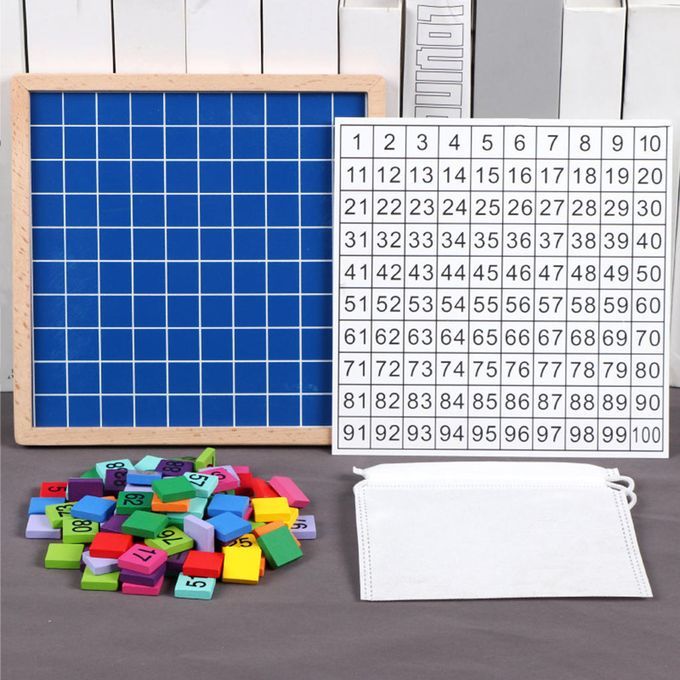 Math Learning Board Toy Montessori 1-100 Numbers Hundred Digital Board