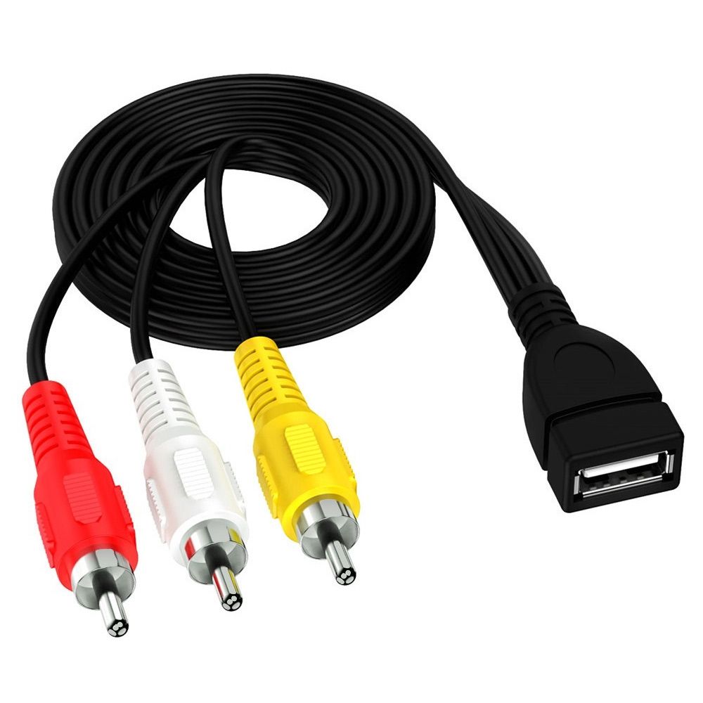 USB Female To 3 X RCA Male Audio Video Splitter Cable, Length:1.5m