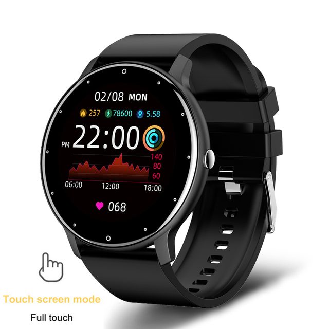 Smart Watch Men Women Full Touch Screen Sport Fitness Watch IP67 Waterproof Bluetooth For Android IOS Smartwatch Men(#Black)