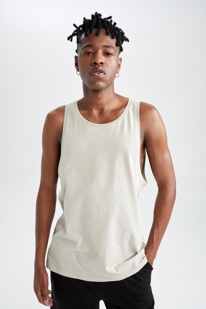 Man Slim Fit Crew Neck Knitted Athlete - Ecru