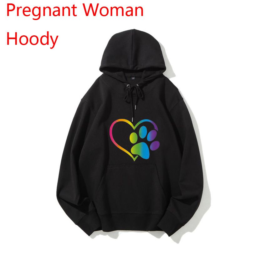 Black 1110-A Dog Snatches A Bone Print Pregnant Woman Hoodie Spring Autumn Hoody For