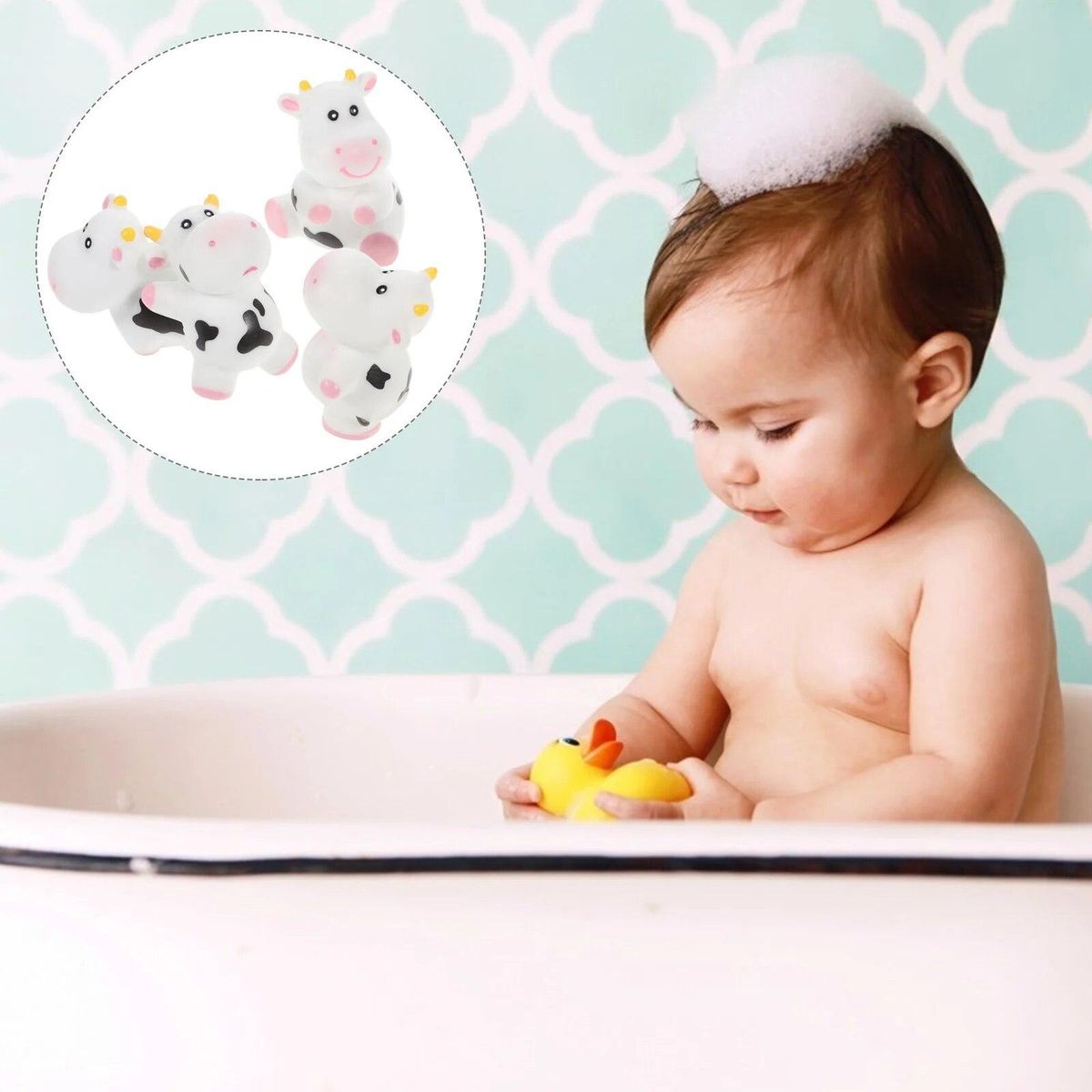 5 Pcs Toys Cowhide Educational Bathtub Shower Plaything Puzzle Squeeze Sound Funny Baby Bathing Squeaky Water