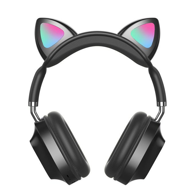 Cat Ear Bluetooth 5.0 Headphones Soft Earpads Noise Canceling Black
