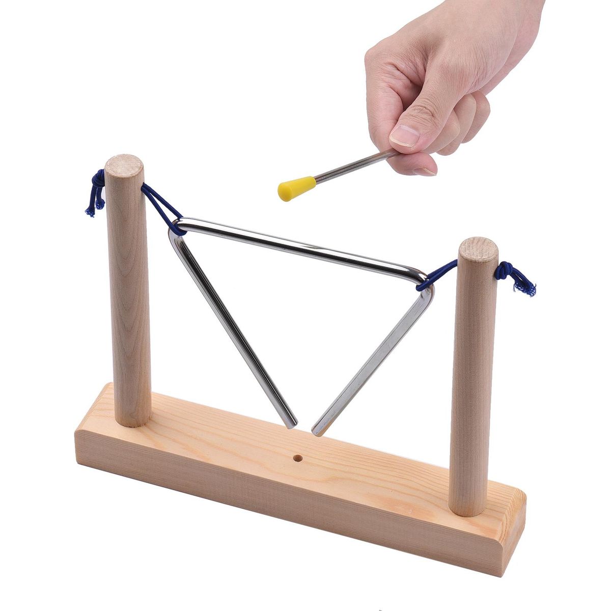 6 Inch Triangle Musical Instrument Early Educational Percussion Instrument with Sturdy Base Striker
