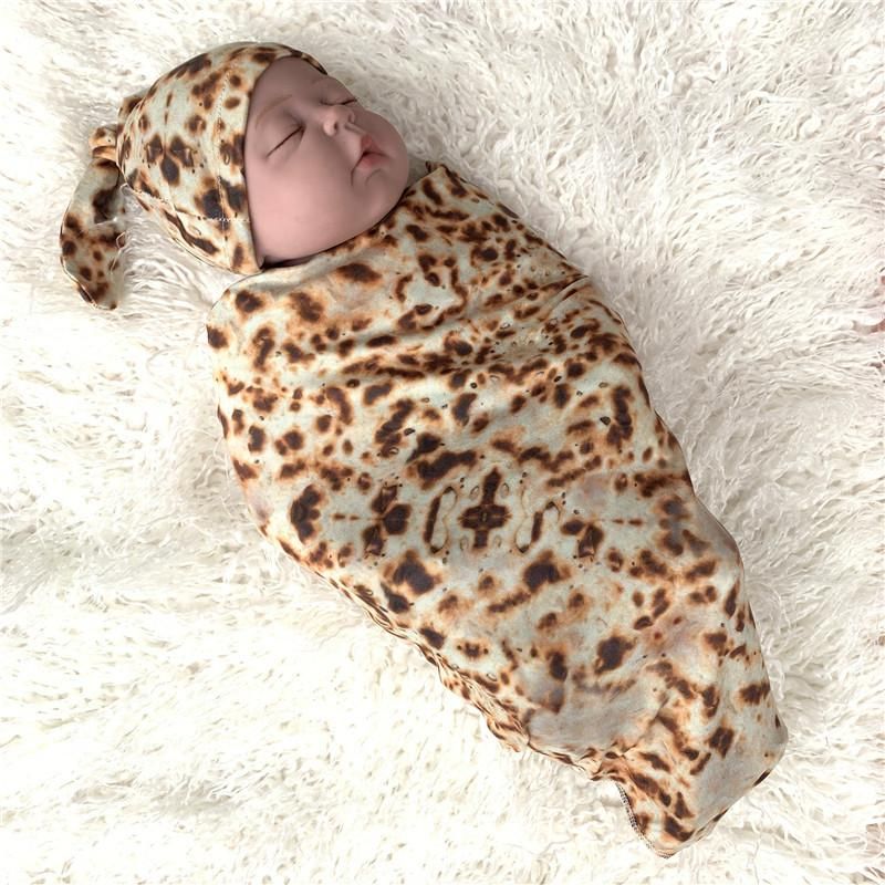 1 Set Baby Blanket Baby Flour Tortilla Swaddle Winter 100% Flannel Baby Swaddle wrap Sleeping Swaddle Wrap +Hat Baby Sheets