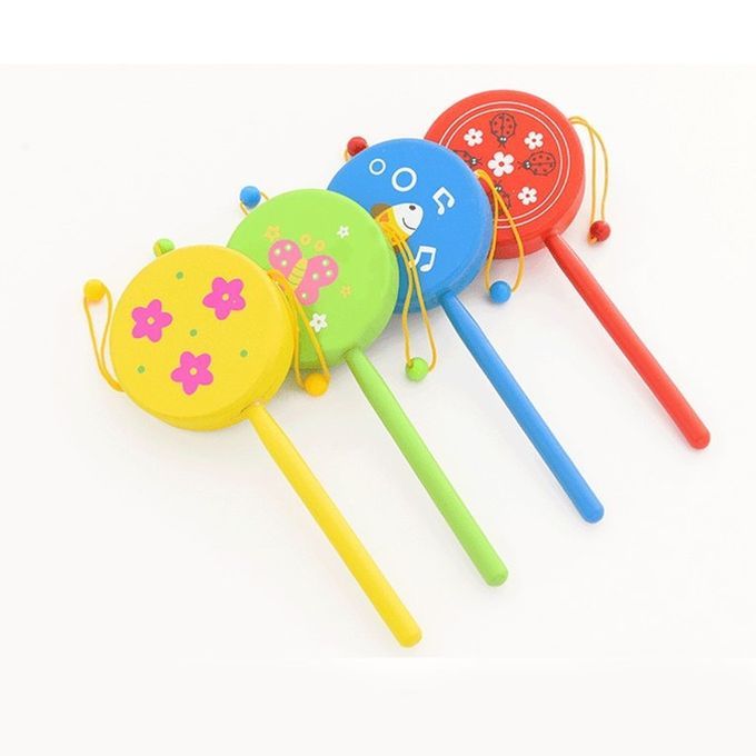 High Quality Traditional Wooden Rattle Drum Music Instrument For Kids Children