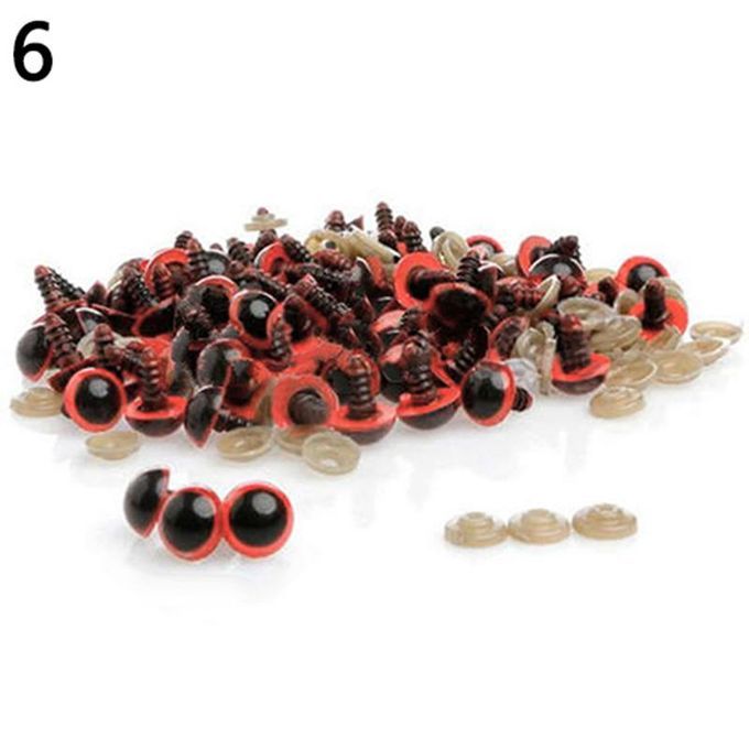 100 Pcs 8-20mm Plastic Safety Eyes For Teddy Bear Doll-Red