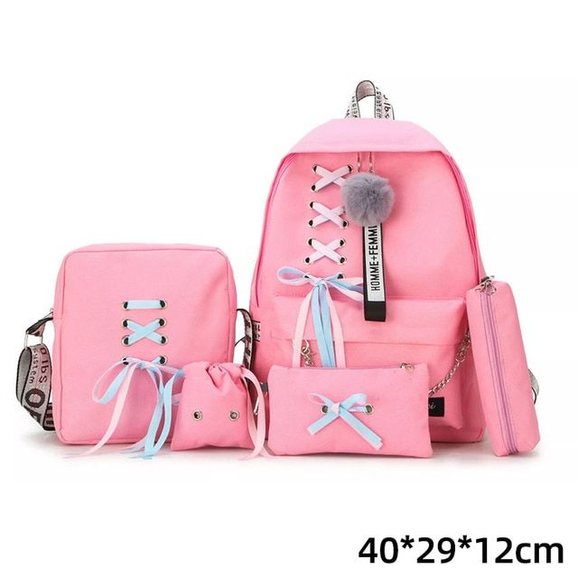Backpacks 5Set School Teenage Schoolbag Shoulder Bag