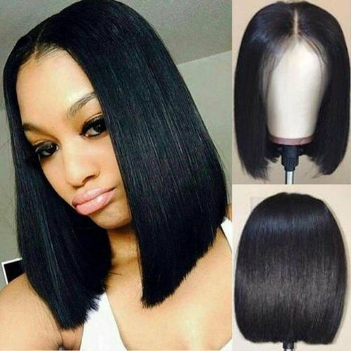 Female Black Short Straight Hair Bob Head Wig