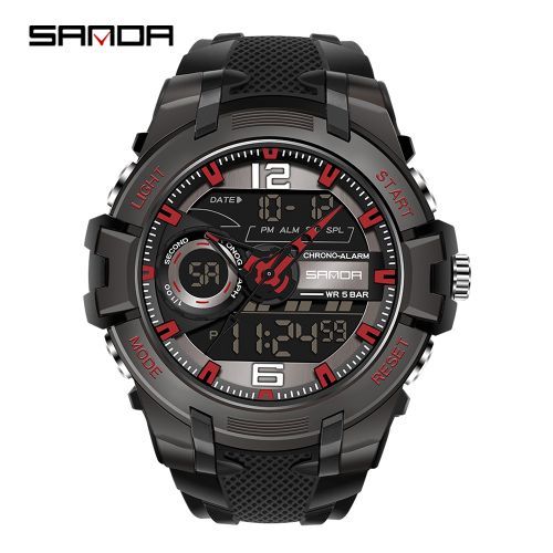 Men Watches Waterproof Sport Wristwatch Dual Display Watch 6015