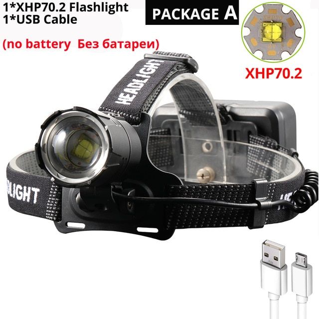 3000000LM The Most Powerful XHP70.2 LED Headlamp Yellow  Light LED Headlight Fishing Camping ZOOM