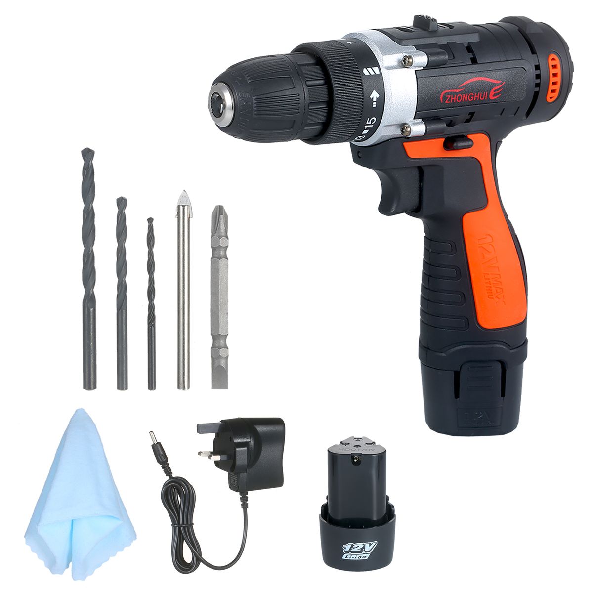 12V Cordless Drill / Driver Kit 1400rpm Variable Speed