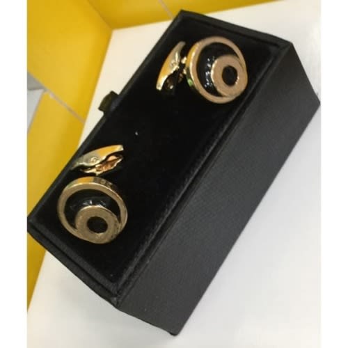 2-in-1 Men's Polished Gold Steel Cuff Links