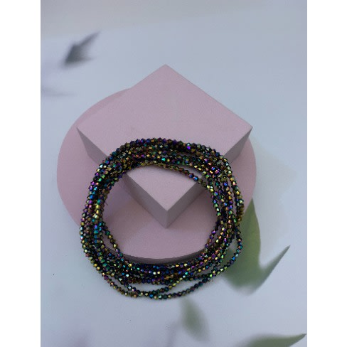 Shiny Waist Beads - Glitter Black