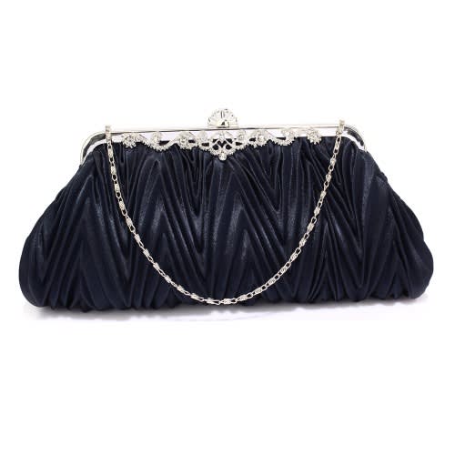 Navy Satin Evening Clutch Bag 0044 Plus Frebie
