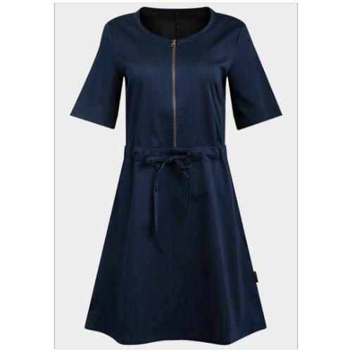 Ladies Denim Skater Dress - Deep Blue