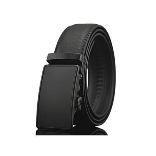 Front Men's Automatic Buckle Leather Belt - Black