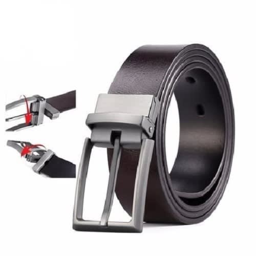 Double Sided Black And Brown Pin Buckle Leather Belt For Men