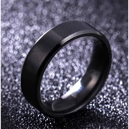 Dull Polish Titanium Men Ring - 6mm - Black