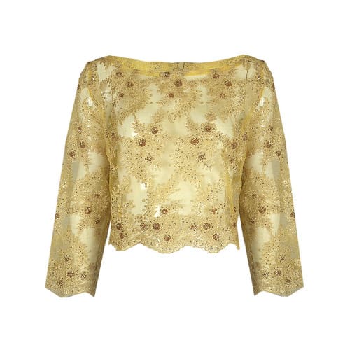 Ladies Classic Close Front Sequence Jacket-yellow. Lj-4613