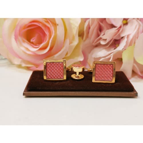 Pink Patterned Square Cufflinks