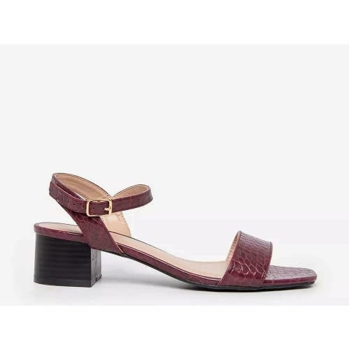 Oxblood Square Toe Heeled Sandals