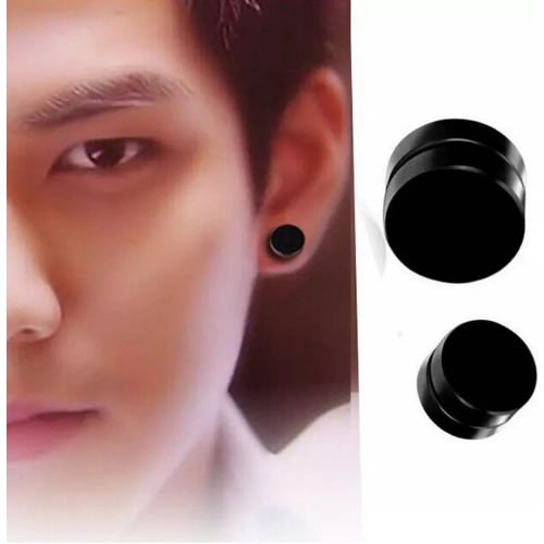 2Pieces Round Unisex Non Piercing Magnetic Stud Earrings- Small
