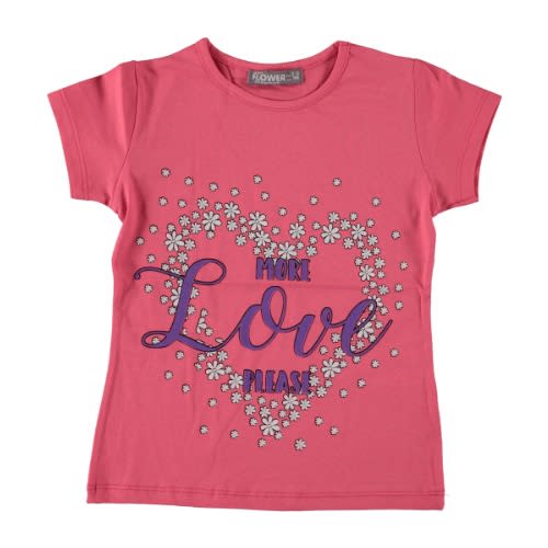More Love Please Girl T-shirt Coral