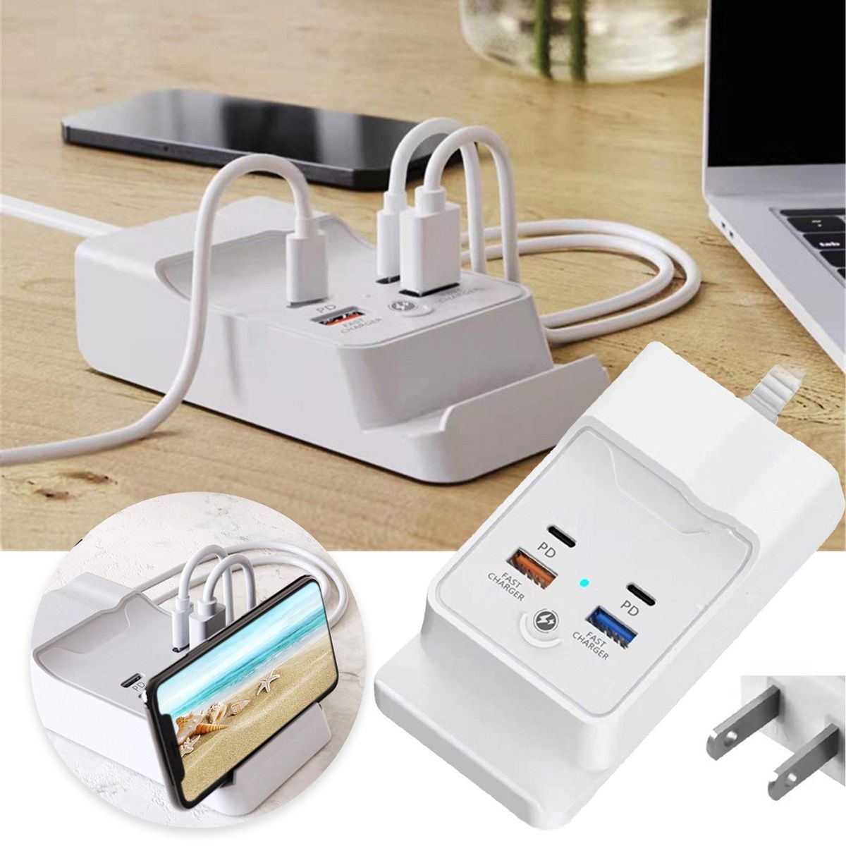 PD 20W USB-C / Type-C + USB 4-port Charging Hub US Plug