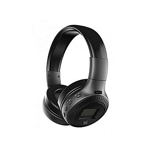 B19 LCD Display Wireless Bluetooth Headphone.FM Radio,SD Card Slot- Black