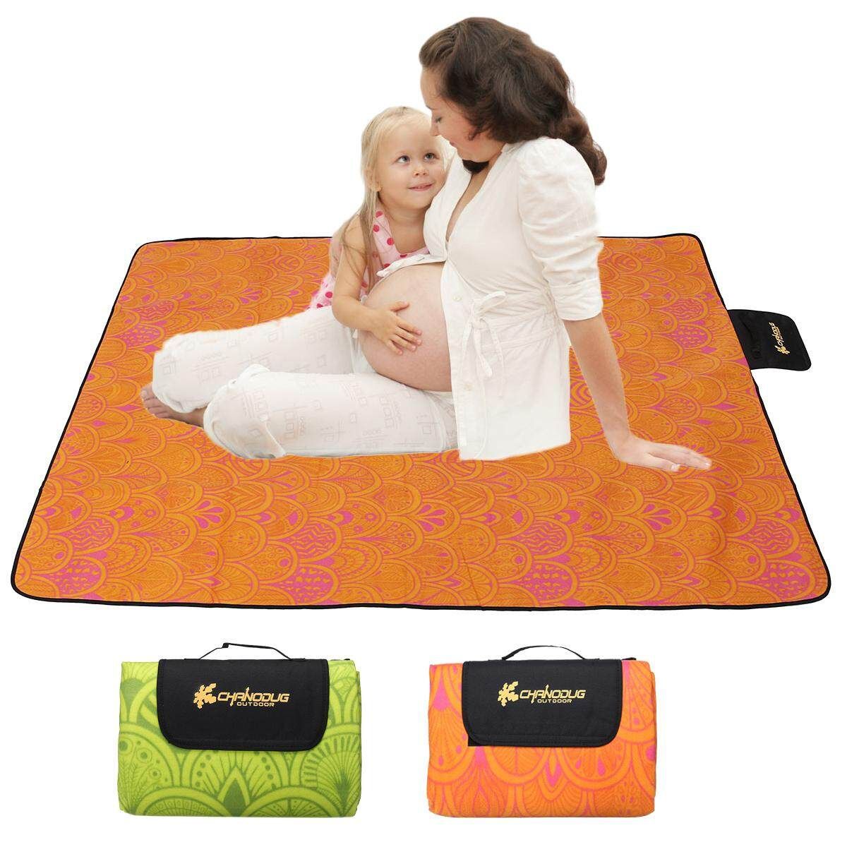 Folding Anti Sand Beach Mat Rug Garden Picnic Blanket Waterproof Camping Travel Orange Null