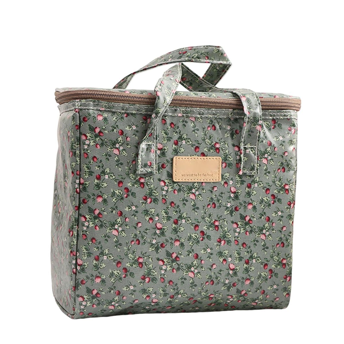 Outdoor Travel Insulated Picnic Bag Reusable Canvas Cooler for Food Green