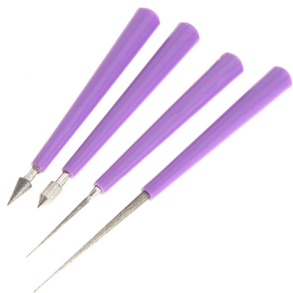 4pcs Bead Reamer Diamond Tipped Reaming File Beading Hole Enlarger Tool Set New