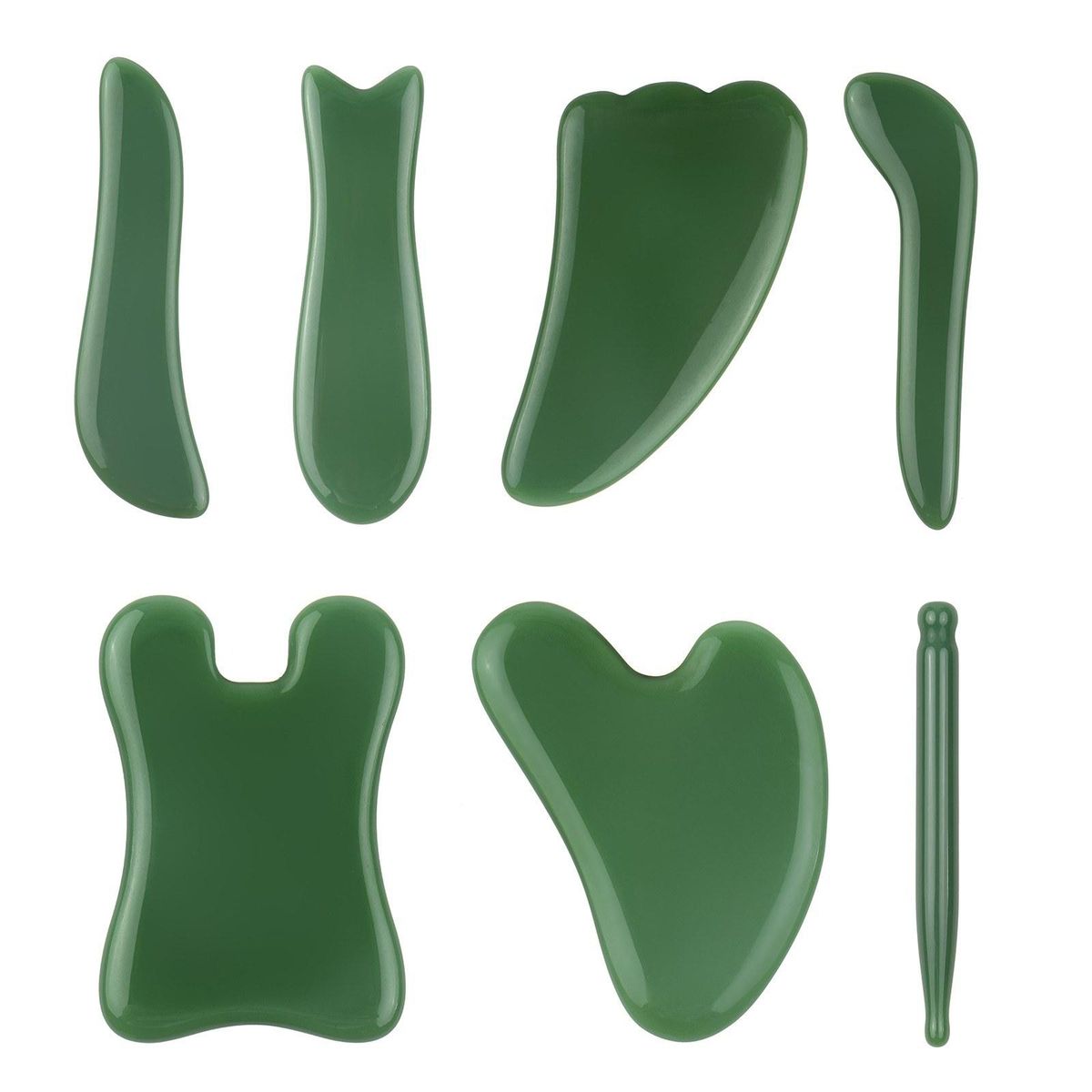 Set of 7 Jade Face Massage Tool Facial Scraping Tool Scraper Board for Facial Body Skin Treatment Pain Relief Scraping Massagers Stone Home & SPA